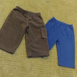 Carter's Pants 1 brown fleece, 1 navy blue cotton